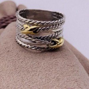 ✨David Yurman✨ X Crossover Ring with 18K Gold sz7